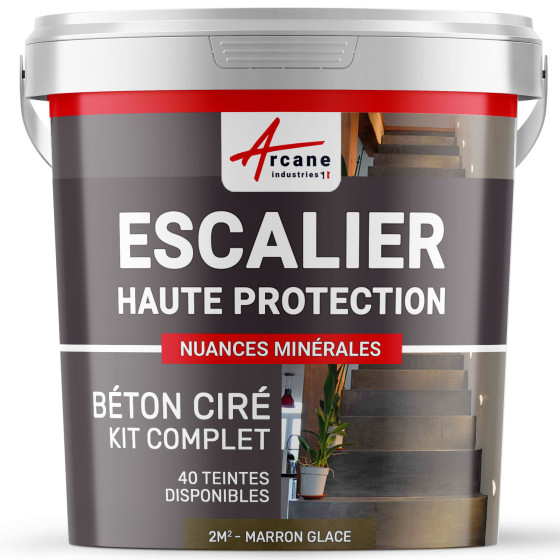 B‚ton Cir‚ Escalier - Kit Complet-kit2m2-Marron-glace-Aspect / Couleur B‚ton Cir‚ Escalier - Kit Complet-kit2m2-Marron-glace-Aspect / Couleur