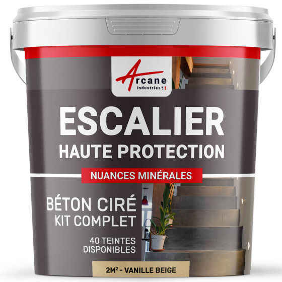 B‚ton Cir‚ Escalier - Kit Complet-kit2m2-Vanille-Beige-Aspect / Couleur B‚ton Cir‚ Escalier - Kit Complet-kit2m2-Vanille-Beige-Aspect / Couleur