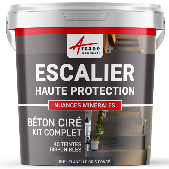 B‚ton Cir‚ Escalier - Kit Complet-kit5m2-Flanelle-Gris-fonce-Aspect / Couleur B‚ton Cir‚ Escalier - Kit Complet-kit5m2-Flanelle-Gris-fonce-Aspect / Couleur