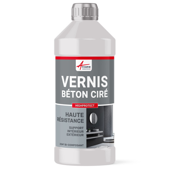 Vernis vitrificateur béton ciré extérieur polyuréthane HAUTE RESISTANCE - HIGHPROTECT-kit25m2-Transparente-Aspect / Couleur