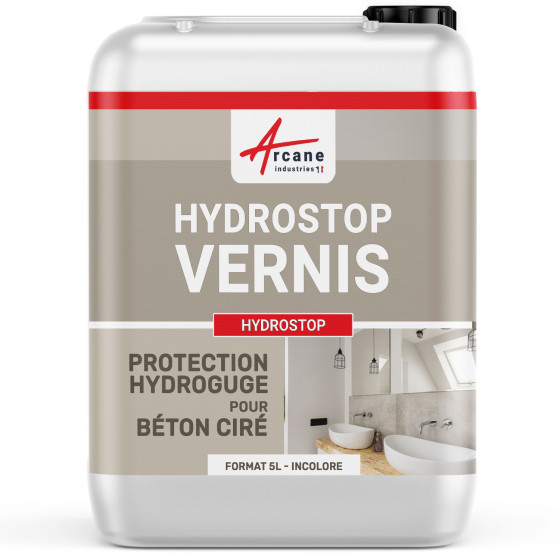 Vernis pour Béton Ciré, protection hydrofuge, oléofuge : HYDROSTOP-5L-Transparente-Aspect / Couleur Vernis pour Béton Ciré, protection hydrofuge, oléofuge : HYDROSTOP-5L-Transparente-Aspect / Couleur