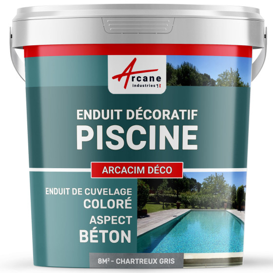Enduit décoratif de finition pour piscine : ARCACIM Déco-8m2-Chartreux-Gris-Aspect / Couleur