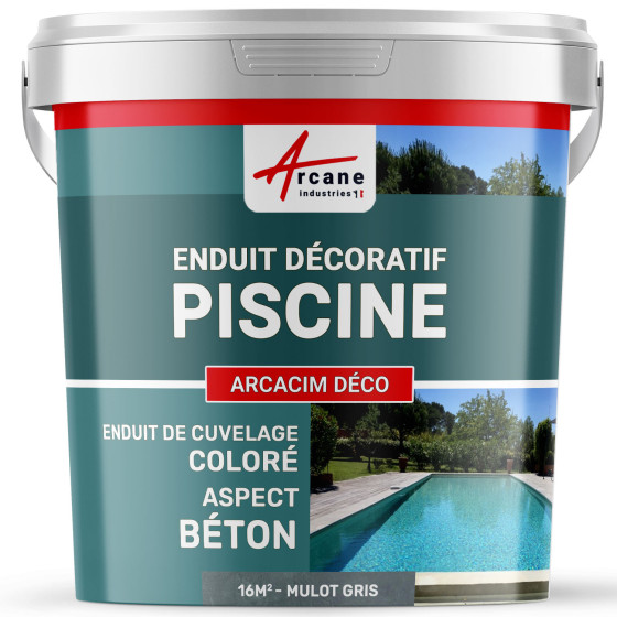 Enduit décoratif de finition pour piscine : ARCACIM Déco-16m2-Mulot-Gris-Aspect / Couleur Enduit décoratif de finition pour piscine : ARCACIM Déco-16m2-Mulot-Gris-Aspect / Couleur