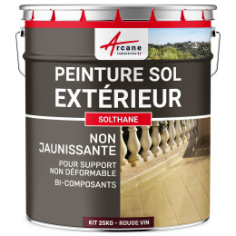 Peinture Béton Extérieur Sol - SOLTHANE-kit25kg-Rouge-vin-ral-3005-Aspect / Couleur