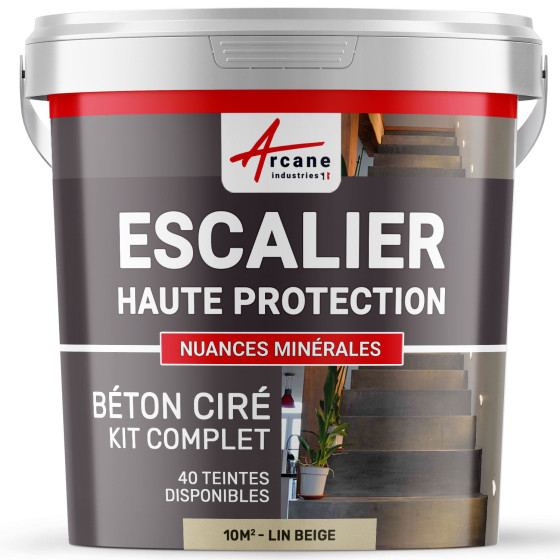B‚ton Cir‚ Escalier - Kit Complet-kit10m2-Lin-Beige-Aspect / Couleur B‚ton Cir‚ Escalier - Kit Complet-kit10m2-Lin-Beige-Aspect / Couleur