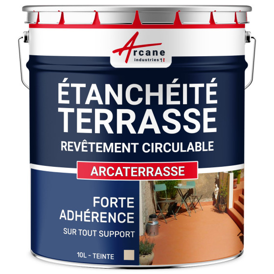 Peinture d'étanchéité pour terrasse - Revêtement extérieur à base de résine  : ARCATERRASSE-10L-Sable-Couleur / Aspect