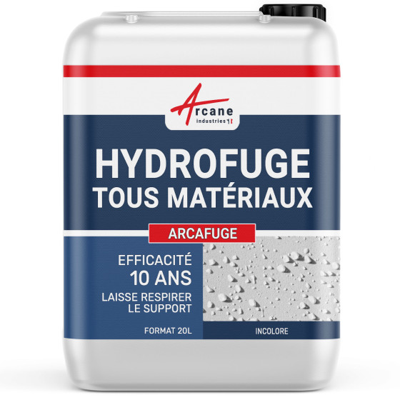 Produit hydrofuge pour toiture façade matériaux poreux: ARCAFUGE-20L-jusqua100m2-Transparente-Couleur / Aspect Produit hydrofuge pour toiture façade matériaux poreux: ARCAFUGE-20L-jusqua100m2-Transparente-Couleur / Aspect