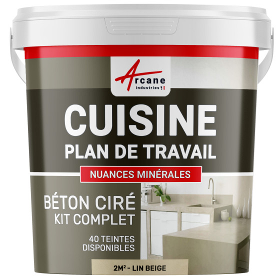 1-Main-BETON CIRE CUISINE - Kit Complet - 2m2 - lin beige 1-Main-BETON CIRE CUISINE - Kit Complet - 2m2 - lin beige