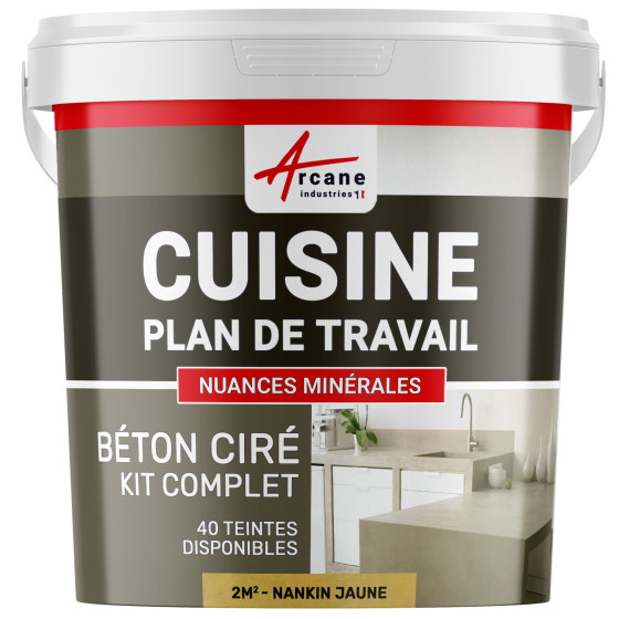 1-Main-Béton Ciré Cuisine : Plan de travail, Crédence - Kit 2m2 - nankin jaune