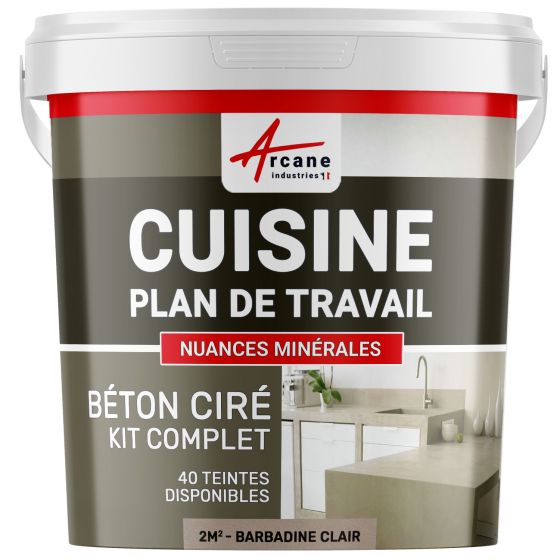 1-Main-Béton Ciré Cuisine : Plan de travail, Crédence - Kit 2m2 - Barbadine clair