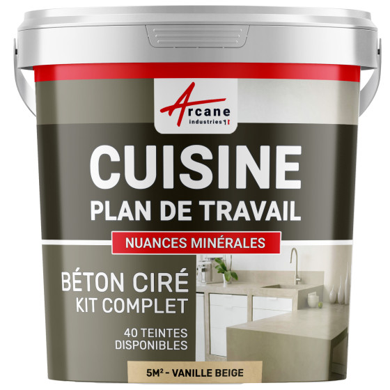 1-Main-Béton Ciré Cuisine : Plan de travail, Crédence - Kit 5m2 - Vanille beige