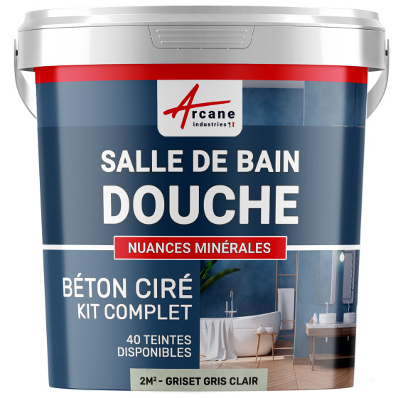 1-Main-Kit B‚ton Cir‚ Salle de Bain :  Enduit imperm‚able-kit2m2-Griset-Gris-clair-Aspect / Couleur