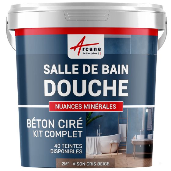 1-Main-Kit B‚ton Cir‚ Salle de Bain :  Enduit imperm‚able-kit2m2-Vison-Gris-beige-Aspect / Couleur