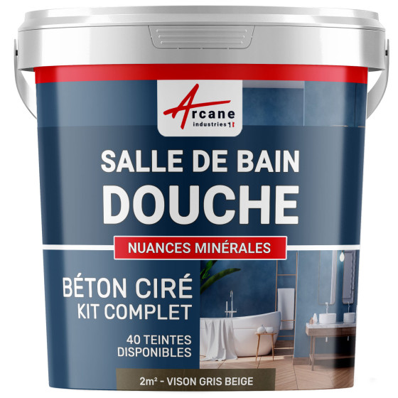 1-Main-Kit B‚ton Cir‚ Salle de Bain :  Enduit imperm‚able-kit2m2-Vison-Gris-beige-Aspect / Couleur