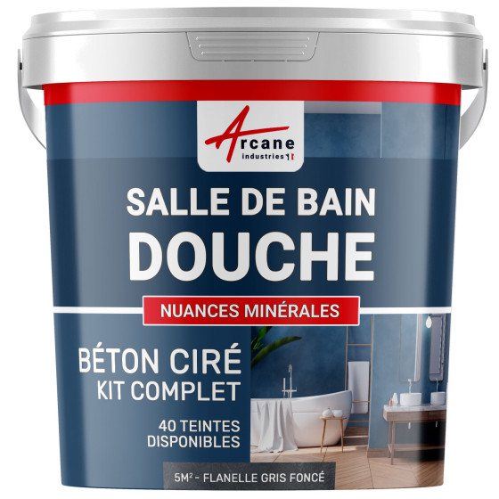 1-Main-Kit B‚ton Cir‚ Salle de Bain :  Enduit imperm‚able-kit5m2-Flanelle-Gris-fonce-Aspect / Couleur