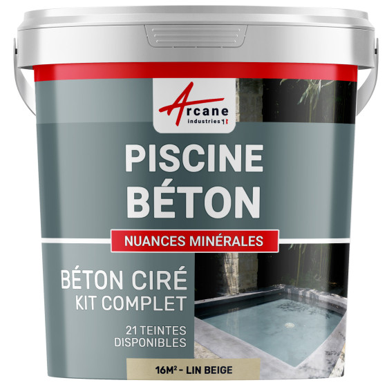 Kit B‚ton cir‚ piscine b‚ton - revˆtement ‚tanche PISCINE haute r‚sistance-Kit16m2-Lin-Beige-Aspect / Couleur
