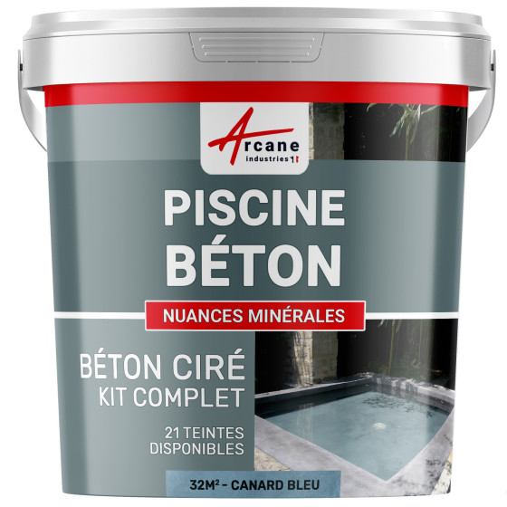 Kit B‚ton cir‚ piscine b‚ton - revˆtement ‚tanche PISCINE haute r‚sistance-Kit32m2-Canard-Gris-bleute-Aspect / Couleur