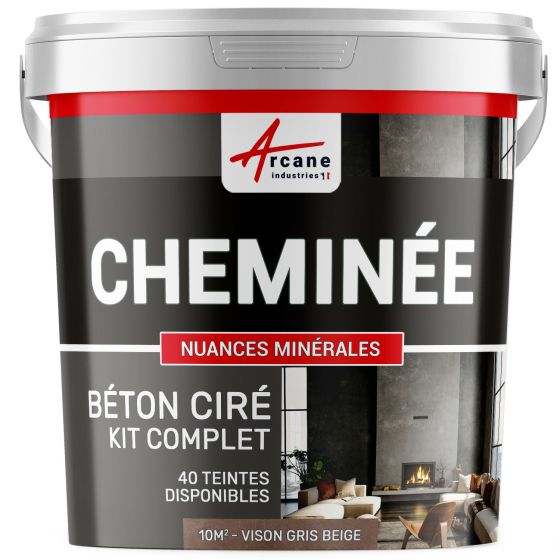 Kit Béton Ciré Cheminée -vison-gris-beige - 10 m² Kit Béton Ciré Cheminée -vison-gris-beige - 10 m²