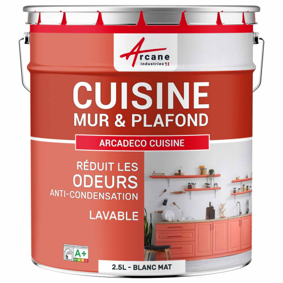 Peinture cuisine lessivable, mur et plafond : Arcadéco Cuisine Couleur / Aspect