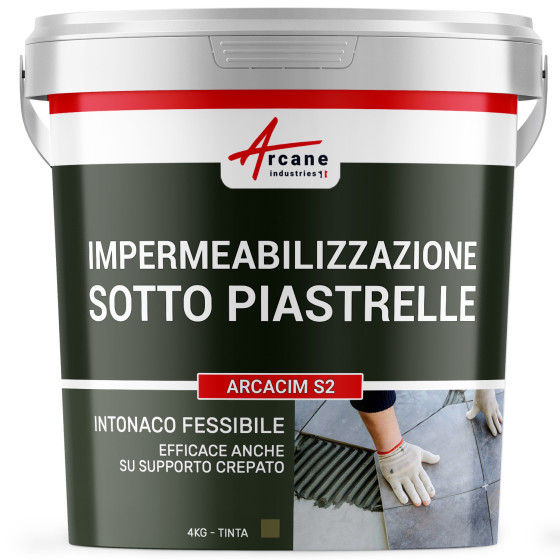 Intonaco impermeabilizzante sotto piastrelle: ARCACIM S2 4 kg Grigio Marrone Vicino - RAL 7013