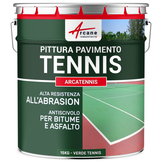Pittura per campi da tennis antiscivolo - ARCATENNIS 15 kg (fino a 30 m² in 2 strati) Verde Tennis