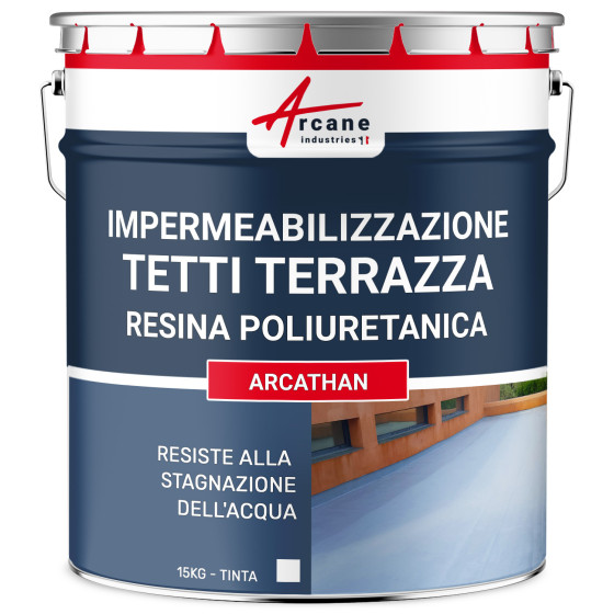 Impermeabilizzazione del tetto terrazza - Resina Poliuretanica Colorata: ARCATHAN 15 kg Bianco