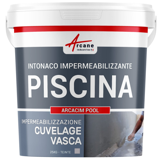 Intonaco impermeabilizzante per piscina in calcestruzzo immerso: ARCACIM POOL 25 kg Grigio