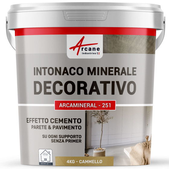 INTONACO MINERALE DECORATIVO COLORATO EFFETTO CEMENTO  4 kg Cammello