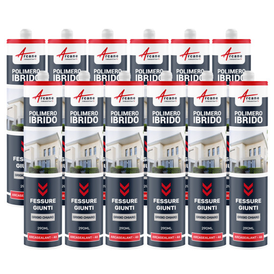 Mastice Polimero Ibrido per Fessure e Giunti: ARCASEALANT - 46 290 ml x 12 Grigio Chiaro