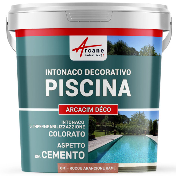 Intonaco Decorativo di Finitura per Piscina: ARCACIM Déco 8 m² Rocou Arancione Rame
