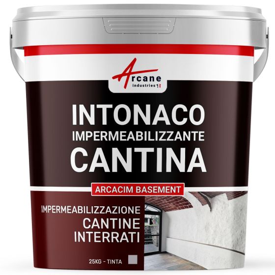 Intonaco Impermeabilizzante per Cantina, Seminterrati, Garage: ARCACIM BASEMENT 25 kg Grigio