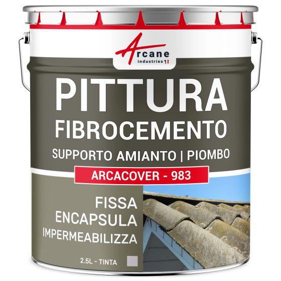 Vernice in fibrocemento e incapsulamento di supporto amianto e piombo: ARCACOVER - 983 2.5 L Grigio Vernice in fibrocemento e incapsulamento di supporto amianto e piombo: ARCACOVER - 983 2.5 L Grigio