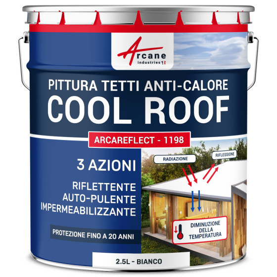 Vernice per tetti Coolroof: ARCAREFLECT - 1198 2.5 L Bianco