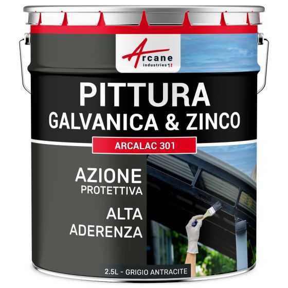 Vernice per Galvanizzato e Zinco: ARCALAC 301 2.5 L Grigio Antracite - RAL 7016