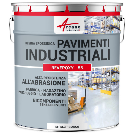 Pittura epossidica per pavimenti industriali - REVEPOXY - 55 5 Kg (fino a 10 m² in 2 strati) Bianco