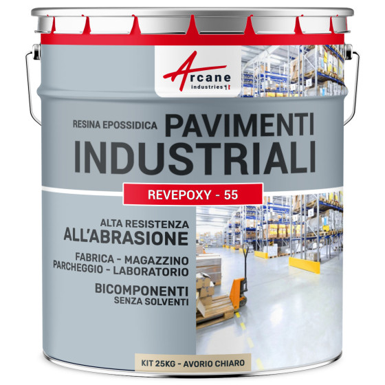 Pittura epossidica per pavimenti industriali - REVEPOXY - 55 25 kg Avorio Chiaro - RAL 1015