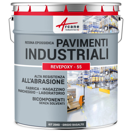 Pittura epossidica per pavimenti industriali - REVEPOXY - 55 25 kg Grigio Basalto - RAL 7012