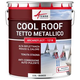 Vernice per tetti cool roof impermeabile e anticorrosione: ARCAREFLECT - 1218 2.5 L Bianco