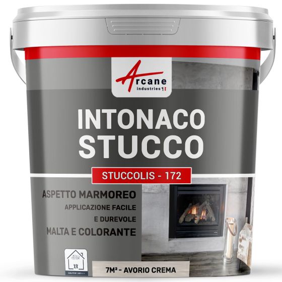 Pittura stucco, INTONACO STUCCOLIS con malta e colorante kit fino 7 m² Avorio Crema
