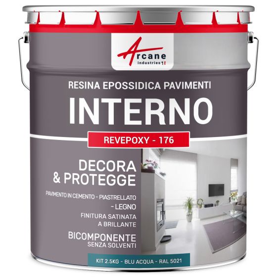 Resina Epossidica per Pavimenti Interni - REVEPOXY - 176 2.5 kg  RAL 5021 - Blu Acqua