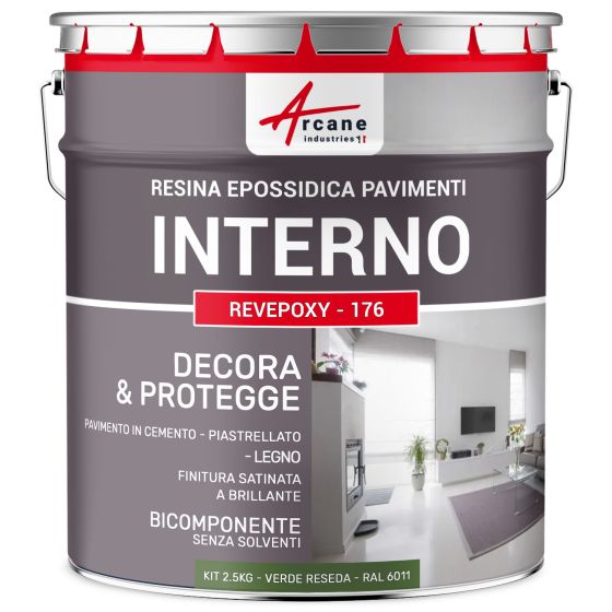 Resina Epossidica per Pavimenti Interni - REVEPOXY - 176 2.5 kg  RAL 6011 - Verde Reseda