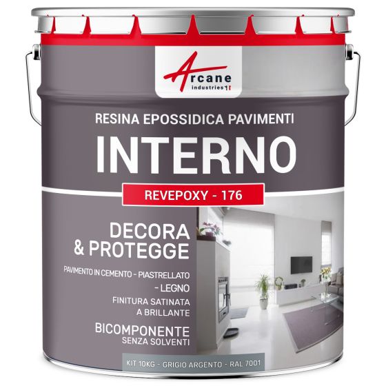 Resina Epossidica per Pavimenti Interni - REVEPOXY - 176 10 kg RAL 7001 - Grigio Argento