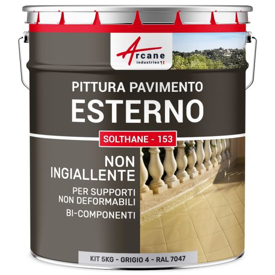 Pittura per Pavimenti Esterni  - SOLTHANE - 153 5 kg Grigio tele 4 - RAL 7047