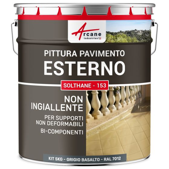 Pittura per Pavimenti Esterni  - SOLTHANE - 153 5 kg Grigio Basalto - RAL 7012