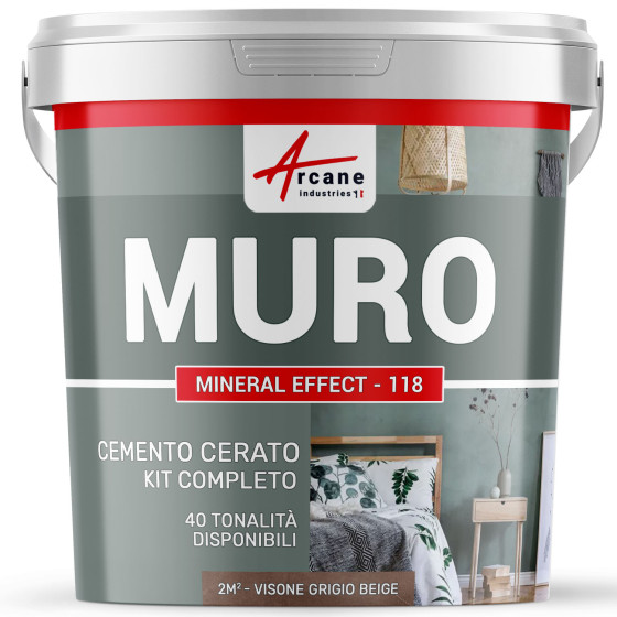 KIT CEMENTO CERATO PER PARETI 2 m² - Satinato Visone Grigio Beige