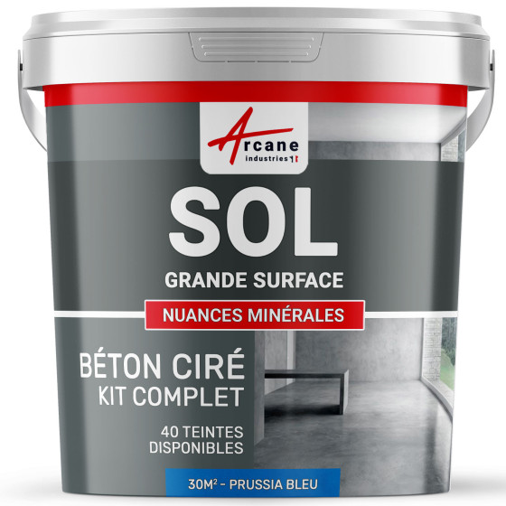 KIT BETON CIRE SOL GRANDE SURFACE HAUTE PROTECTION-Kit30m2-Prussia-Bleu-Aspect / Couleur