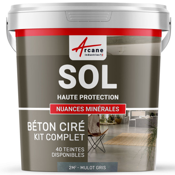 KIT BETON CIRE SOL HAUTE PROTECTION-kit2m2-Mulot-Gris-Aspect / Couleur