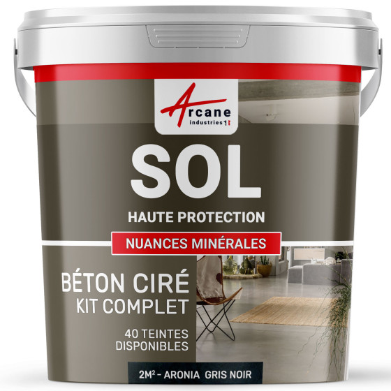 KIT BETON CIRE SOL HAUTE PROTECTION-kit2m2-Aronia-Gris-Noir-Aspect / Couleur