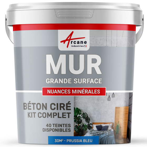 KIT BTON CIR MURS GRANDE SURFACE - B‚ton cir‚ sp‚cial murs-Kit30m2-Prussia-Bleu-Aspect / Couleur