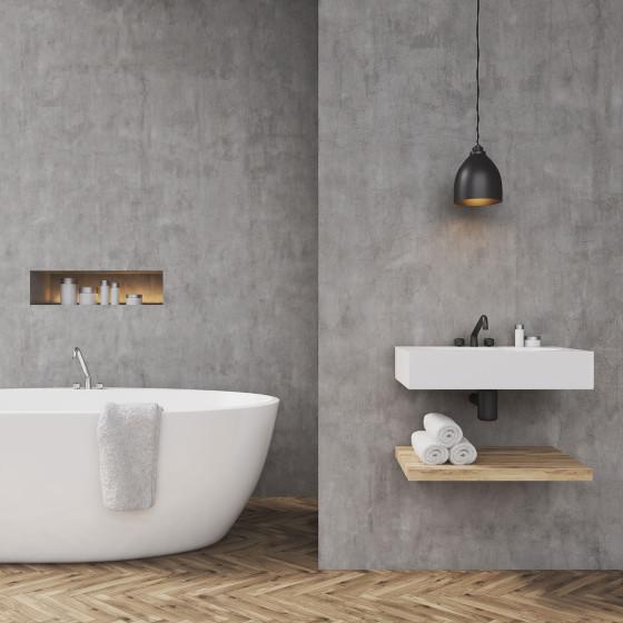 KIT BÉTON CIRÉ SALLE DE BAINS - DOUCHE ITALIENNE - Béton ciré salle de bain douche italienne pièce d'eau